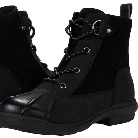 UGG Women's Hapsburg Black Waterproof Duck Boot Size 6.5 New - Picture 9 of 10